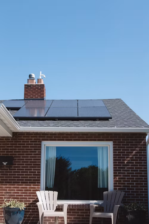A solar panel on a house